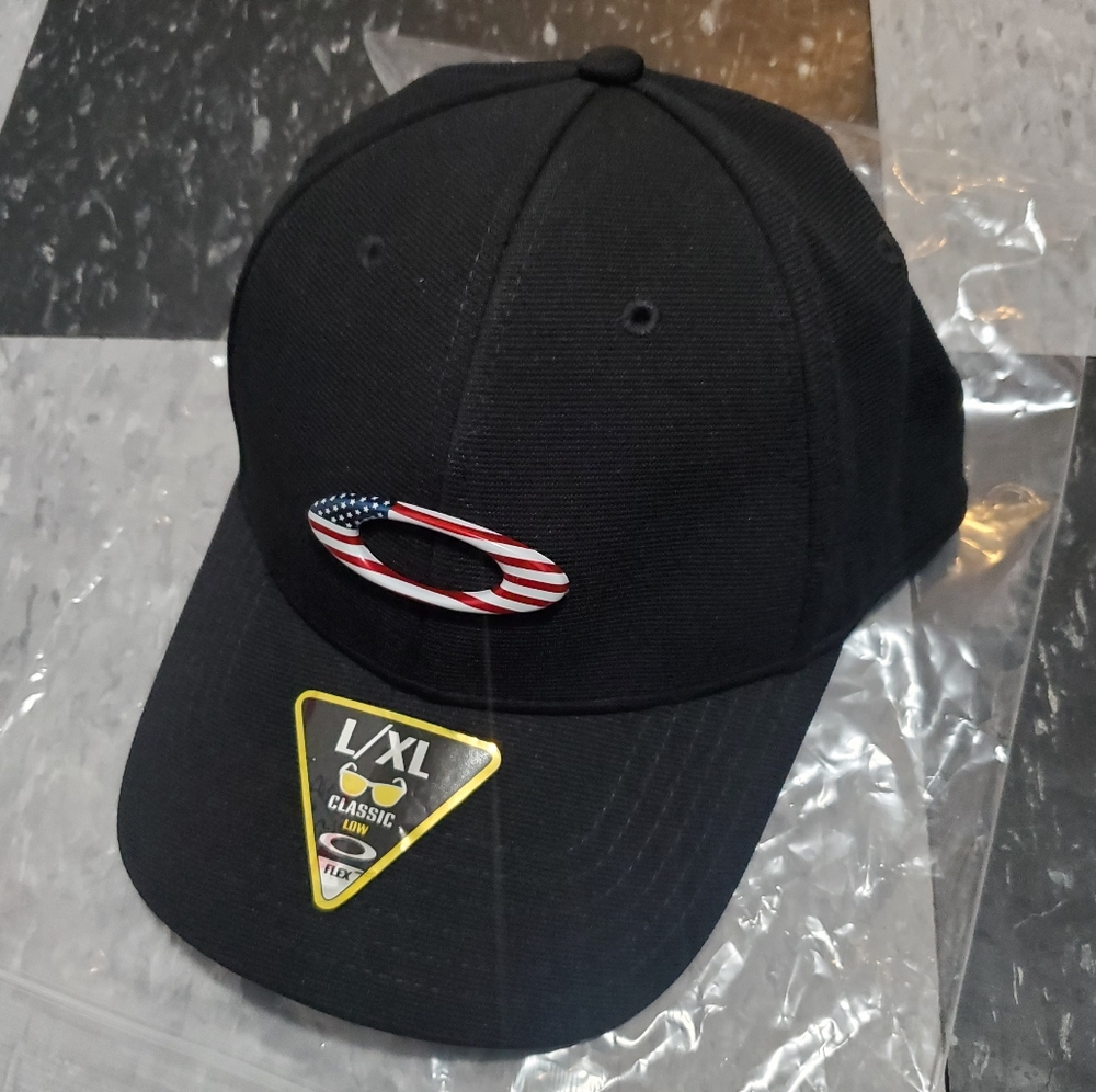 New Oakley Mens Breathable‎ Hat USA Cap Flex Classic Low L/XL Black
